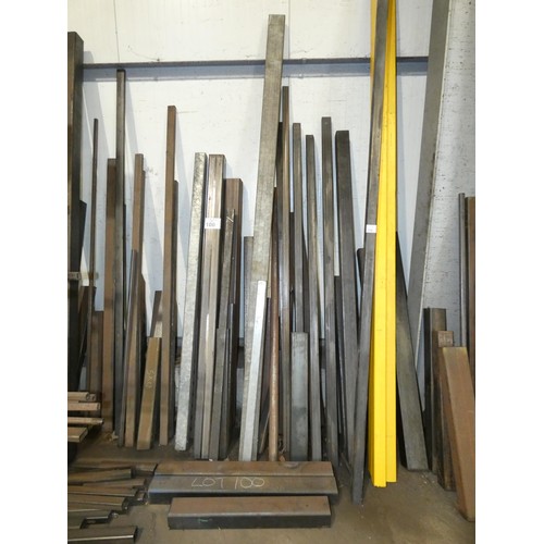 100 - A quantity of various steel box section off cuts - leaning against the wall to the right hand side o... 