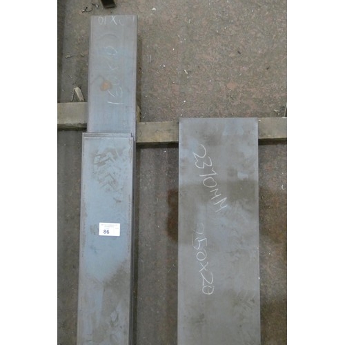 86 - A quantity of various stock steel plate includes 140, 160 and 220mm wide. Contents of 2 stacks - thi... 