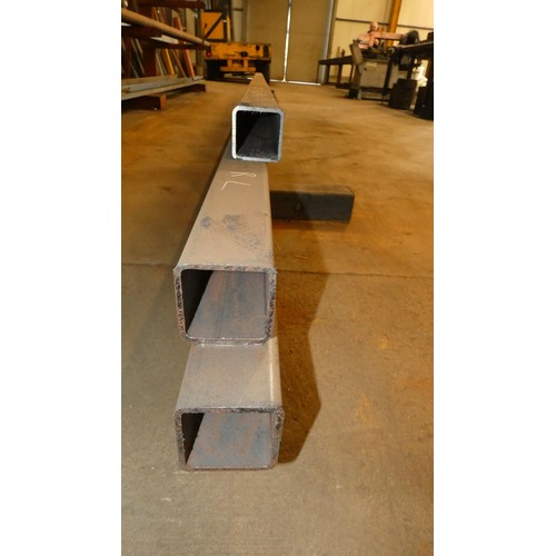 101 - 3 x lengths of stock steel 90 x 90mm box section (5 and 6mm wall thickness), lengths vary up to appr... 