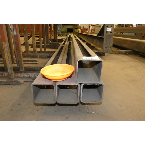 121 - 5 x lengths of steel 100 x 100mm box section which has been slotted for use as a drainage channel co... 