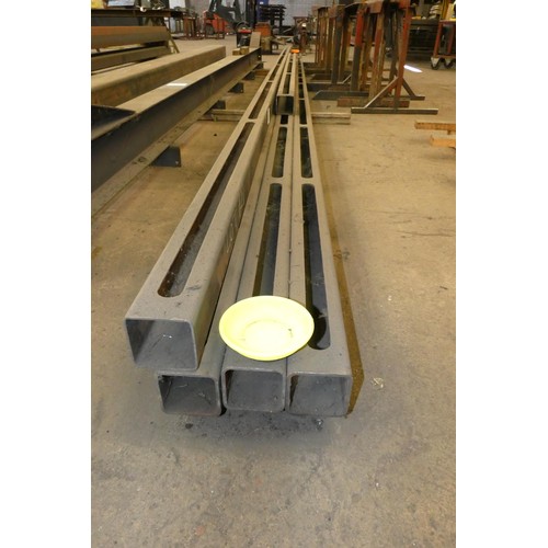 121 - 5 x lengths of steel 100 x 100mm box section which has been slotted for use as a drainage channel co... 