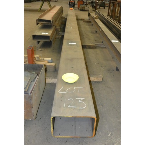 123 - 1 x length of steel 300 x 200mm rectangular box section, 10mm wall thickness, approx 7.2m long