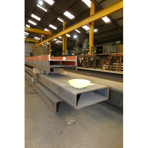 124 - A quantity of various good size stock steel off cuts including 254 x 102mm universal beam, 300 x 100... 