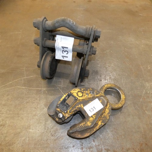 131 - 1 x plate lifting clamp and 1 x travelling cradle