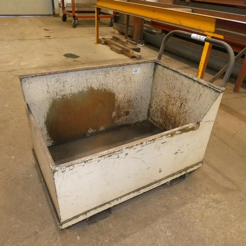 134 - 1 x wheeled  metal scrap trolley / bin approx 90 x 58 x 81cm high (to top of handle)