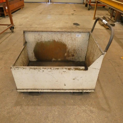 134 - 1 x wheeled  metal scrap trolley / bin approx 90 x 58 x 81cm high (to top of handle)