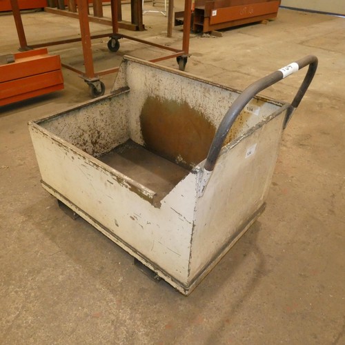 134 - 1 x wheeled  metal scrap trolley / bin approx 90 x 58 x 81cm high (to top of handle)