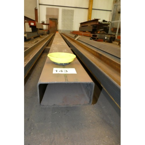 143 - 1 x length of steel rectangular box section 200 x 100mm x 5mm thick walls, 7.5m long