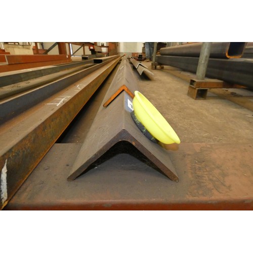 145 - A quantity of various lengths of equal angle stock steel including 150 x 150 x 10mm thick and 100 x ... 