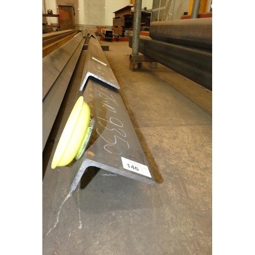 146 - 3 x lengths of unequal angle stock steel comprising 1 at 150 x 90 x 10mm thick 9.3m long, 1 at 150 x... 