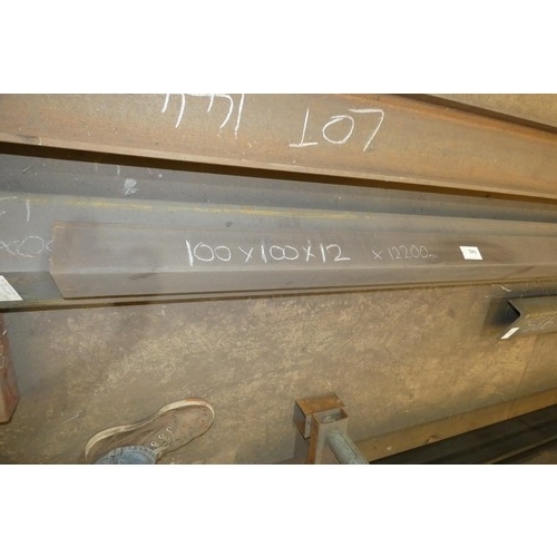 145 - A quantity of various lengths of equal angle stock steel including 150 x 150 x 10mm thick and 100 x ... 