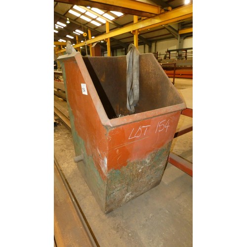 154 - 1 x rectangular metal scrap bin approx 88 x 58 x 120cm high. This scrap bin will be emptied before t... 