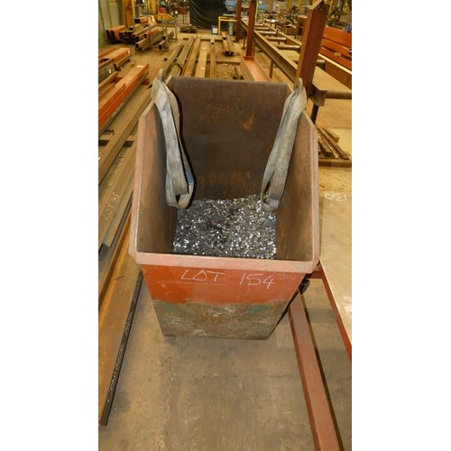 154 - 1 x rectangular metal scrap bin approx 88 x 58 x 120cm high. This scrap bin will be emptied before t... 