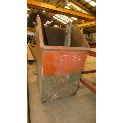 154 - 1 x rectangular metal scrap bin approx 88 x 58 x 120cm high. This scrap bin will be emptied before t... 