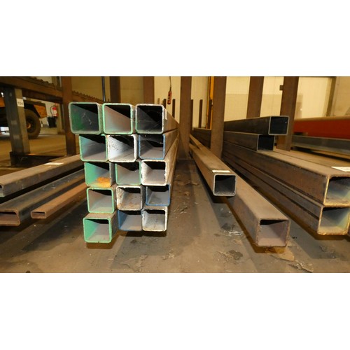 106 - A quantity of various stock steel square box section including 70 x 70mm and 80 x 80mm. Contents of ... 