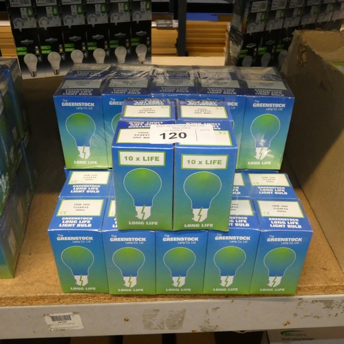 120 - 34 x Greenstock 100w 240v clear ES light bulbs