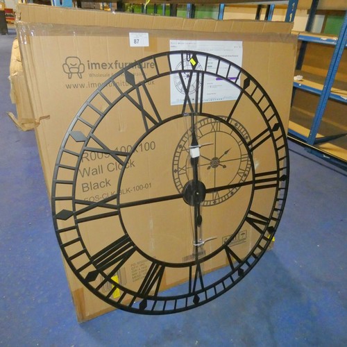 87 - 1 x Evey skeletal wall clock diameter approx 1m RRP £87