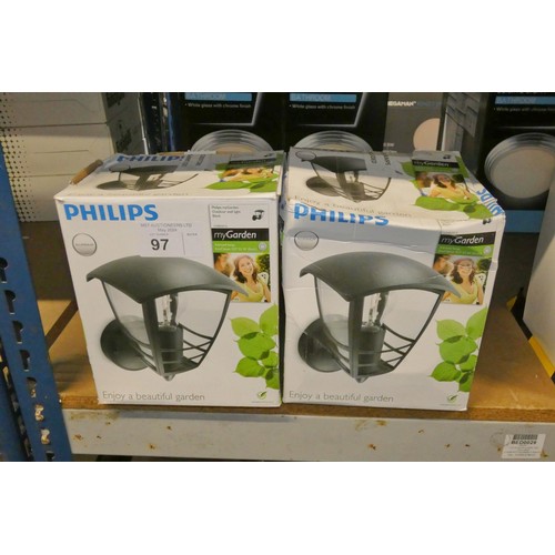 97 - 2 x Philips My Garden outdoor wall lights