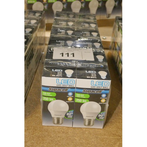 111 - 12 x Supacell LED G45 Golf ES warm white light bulbs