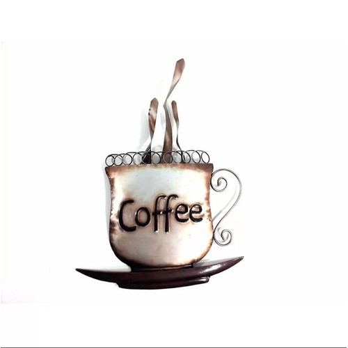 61 - 2 x metal wall decors (1 x tea and 1 x coffee) RRP £33 each