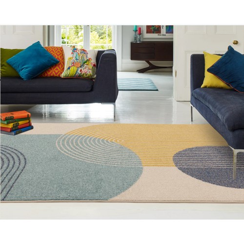 260 - 1 x Muse blue retro area rug approx 160 x 230cm RRP £97