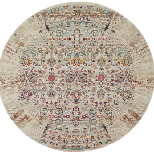 265 - 1 x Erinn oriental machine woven brown area round rug diameter approx 172 cm RRP £135