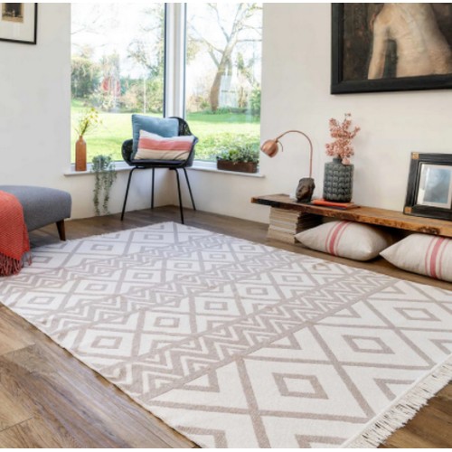 271 - 1 x Kyoto Atto beige cotton rug approx 160 x 230cm