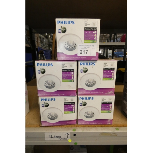 217 - 5 x Philips recessed LED fire rated spot lights