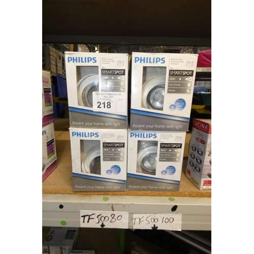 218 - 4 x Philips recessed smart spot lights