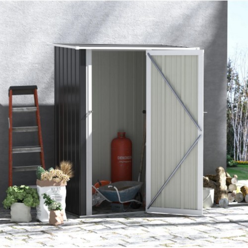 309 - 1 x WFX Utility metal tongue and groove flat garden shed approx 2.75ft x 4.66ft RRP £135