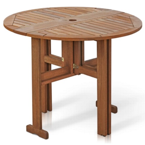 311 - 1 x Abi-Jo folding gateleg round wooden garden dining table diameter approx 90cm RRP £161