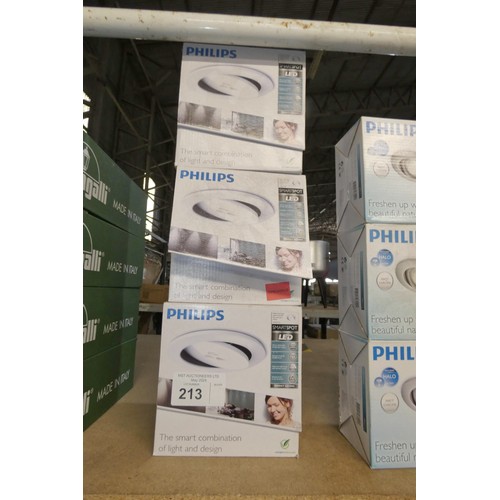 213 - 3 x Philips recessed smart LED spot lights