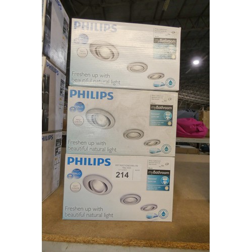 214 - 3 x Philips My Bathroom recessed spot light sets (each set contains 3 x spot lights)