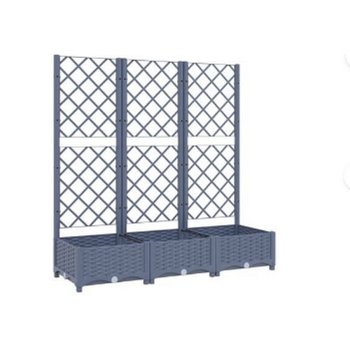 314 - 1 x Vida XL garden planter with trellis in dark grey approx 120 x 40 x 121.5cm RRP £104