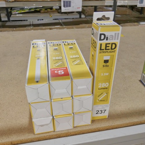 237 - 10 x Diall LED strip light bulbs type S15s, 221mm long, 28mm diameter