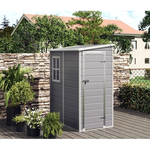 328 - 1 x Asjha 5ft w x 4ft d plastic pent tool shed RRP £242