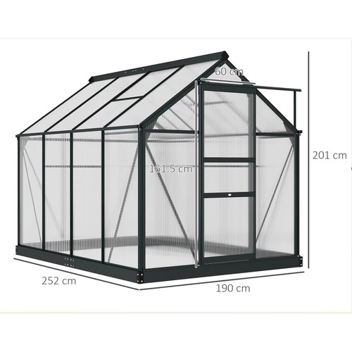 360 - An Arbe 6ft w x 8.5ft d greenhouse RRP £369. Supplied in two boxes