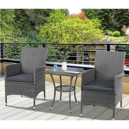 373 - A Basilica square 2-person patio bistro set comprising 2 x chairs and 1 x 48cm diameter coffee table... 