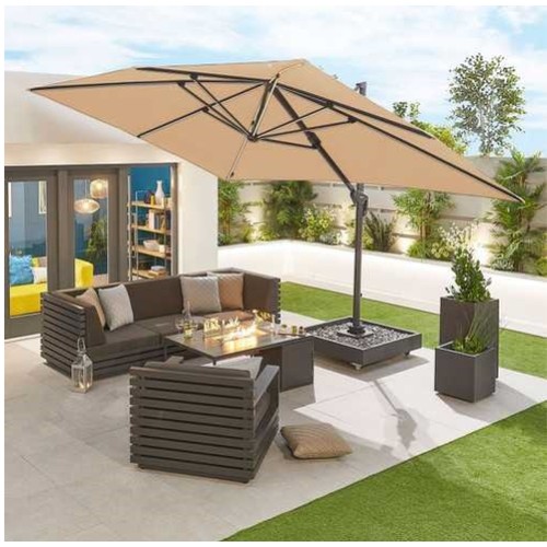 405 - A Nova – Galaxy Grey Frame LED Cantilever Parasol – 4m x 3m RRP £699. Please note that no base weigh... 