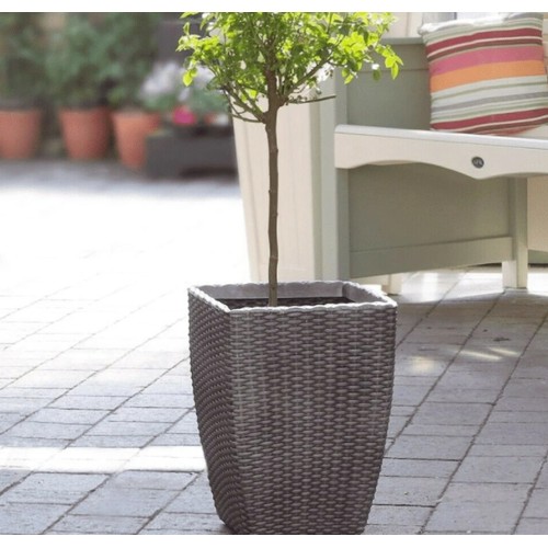 402 - 2 x Wandi synthetic rattan planters approx 30 x 30 x 42cm high RRP £23 each