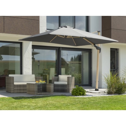 411 - A Galaxy 3m x 3m grey parasol RRP £709. Please note that no base weights are included