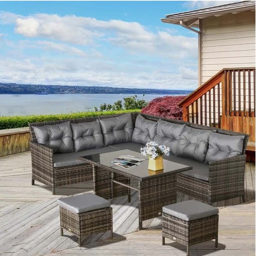 421 - An Outsunny 8-seater synthetic rattan garden seating group RRP £419. Supplied in 3 boxes