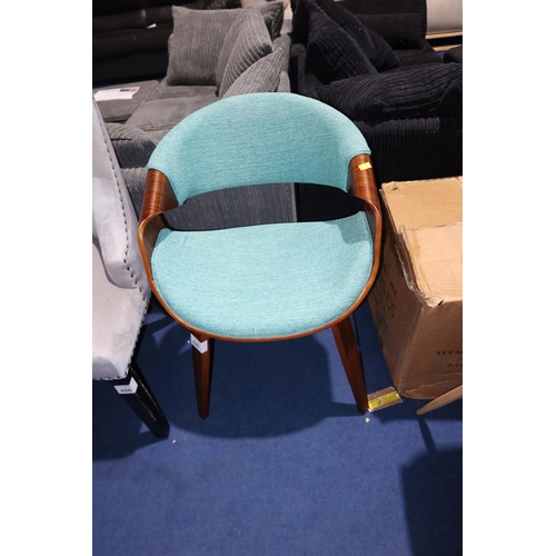 447 - 1 x bent wood chair with teal fabric upholstery