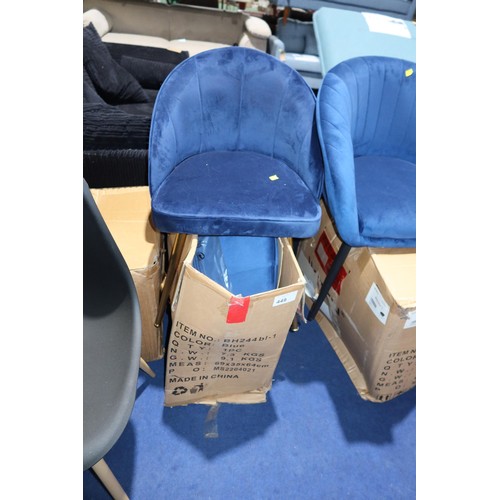 449 - 2 x blue upholstered dining chairs