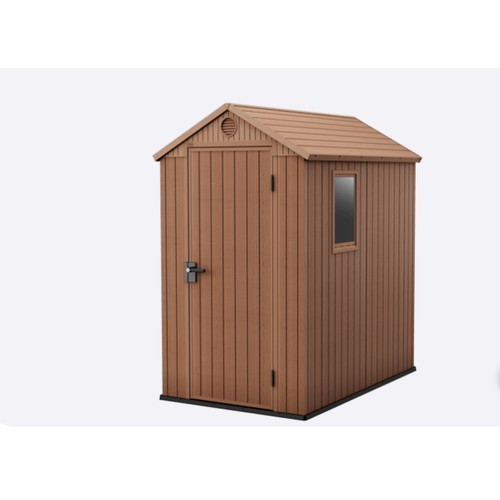 432 - 1 x Keter Darwin 6ft w x 4ft d double door apex outdoor garden shed RRP £394