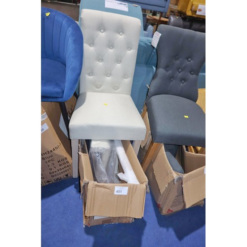 451 - 2 x Yaheetech light upholstered button back dining chairs