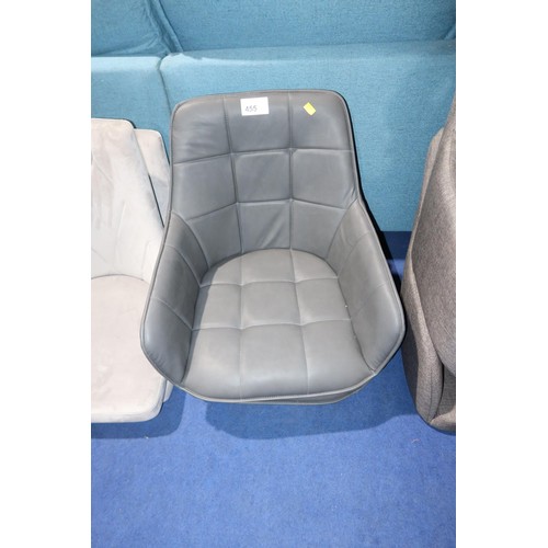 455 - 2 x dark grey upholstered chair seats. Please note that these are chair seats only, no legs are incl... 