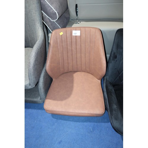 457 - 2 x burnt orange upholstered chair seats. Please note that these are chair seats only, no legs are i... 