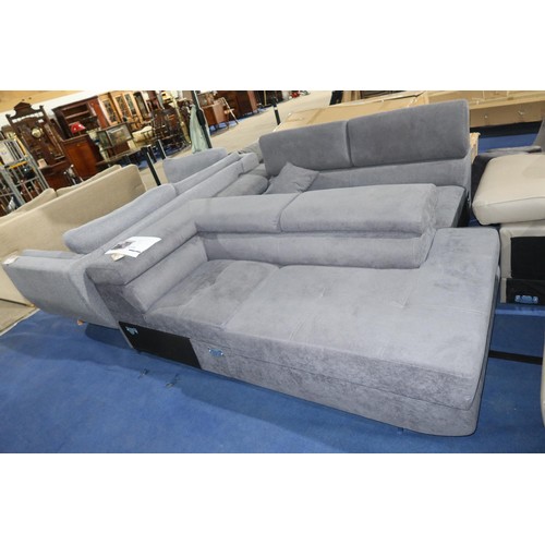 467 - A Brayden Studio Ambereen dark grey upholstered two part corner sofa chaise RRP £1749