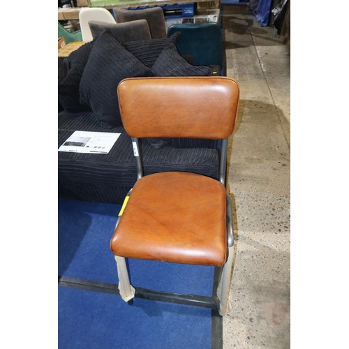 474 - 1 x Allida brown leather upholstered side chair